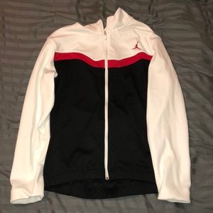 red white and black zip up jordan jacket